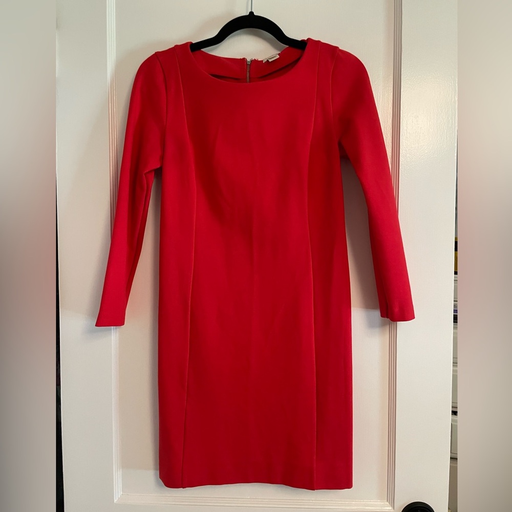 J. Crew Vibrant Red Long Sleeve Dress